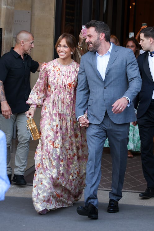 Jennifer Lopez and Ben Affleck are seen leaving Hôtel de Crillon 