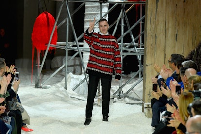 NEW YORK, NY - FEBRUARY 13:  Designer Calvin Klein walks the runway for Calvin Klein Collection duri...