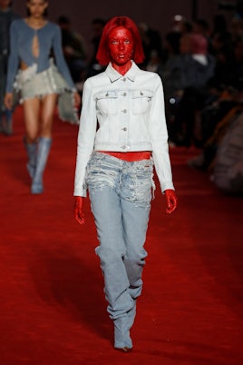 A model walks the runway at the Diesel fashion show during the Milan Fashion Week Fall/Winter 2022/2...