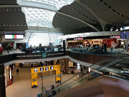 Interior of terminal of Rome–Fiumicino International Airport "Leonardo da Vinci". 