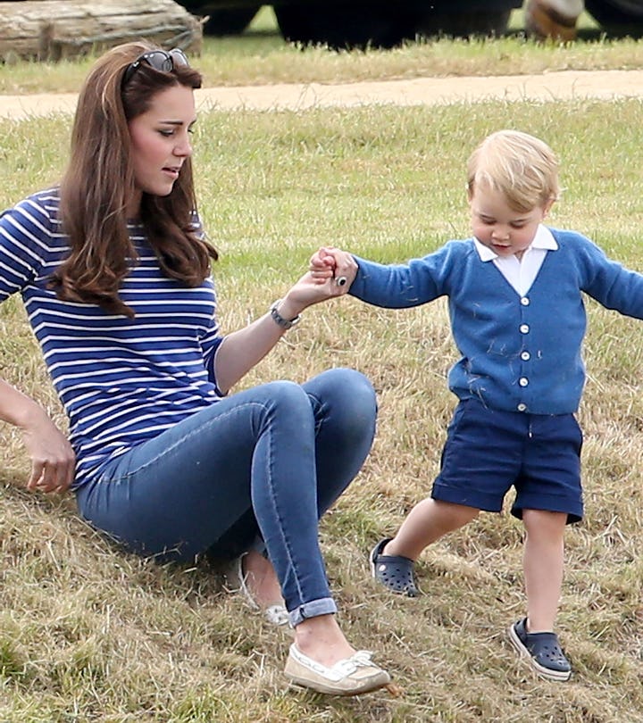 TETBURY, ENGLAND - JUNE 14:  Catherine Duchess of Cambridge and Prince George attend the Gigaset Cha...