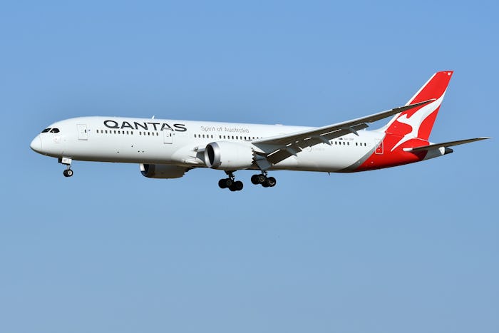 Boeing 787 Dreamliner Qantas Airlines. Aircraft to Fiumicino Leonardo da Vinci Airport. Fiumicino (I...