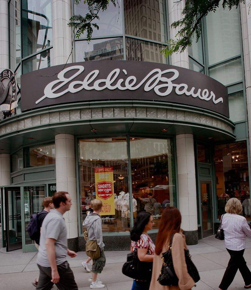 CHICAGO - JUNE 17: Pedestrians walk past an Eddie Bauer store along Michigan Avenue June 17, 2009 i...