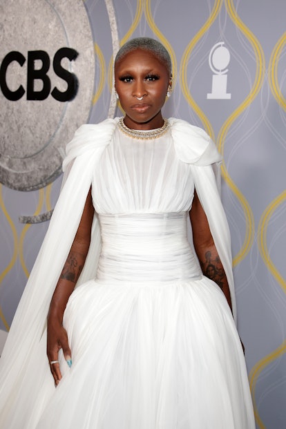 Cynthia Erivo wears her buzzed head in a cool silver shade at the 75th Annual Tony Awards at Radio C...
