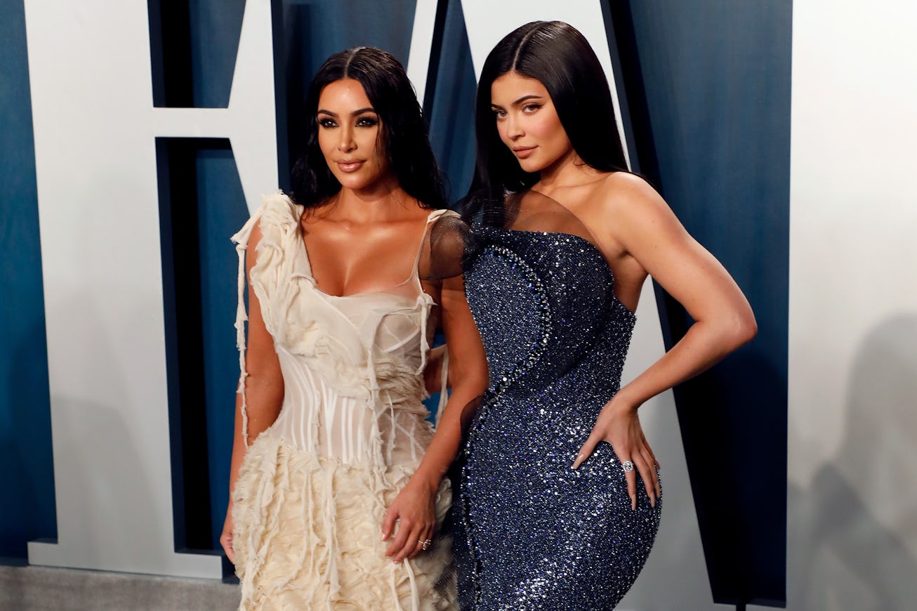BEVERLY HILLS, CALIFORNIA - FEBRUARY 09: Kim Kardashian West and Kylie Jenner attend the 2020 Vanity...