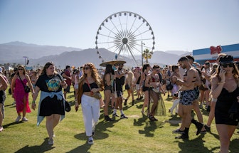 INDIO, CA - APRIL 15, 2022: Crowds pour into the Empire Polo Grounds on the first day of the Coachel...
