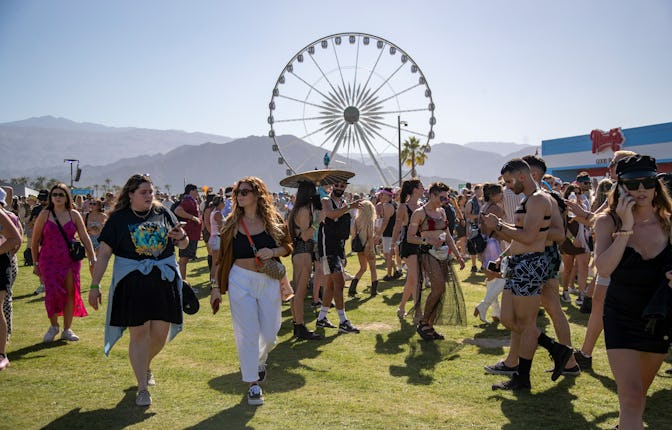 INDIO, CA - APRIL 15, 2022: Crowds pour into the Empire Polo Grounds on the first day of the Coachel...