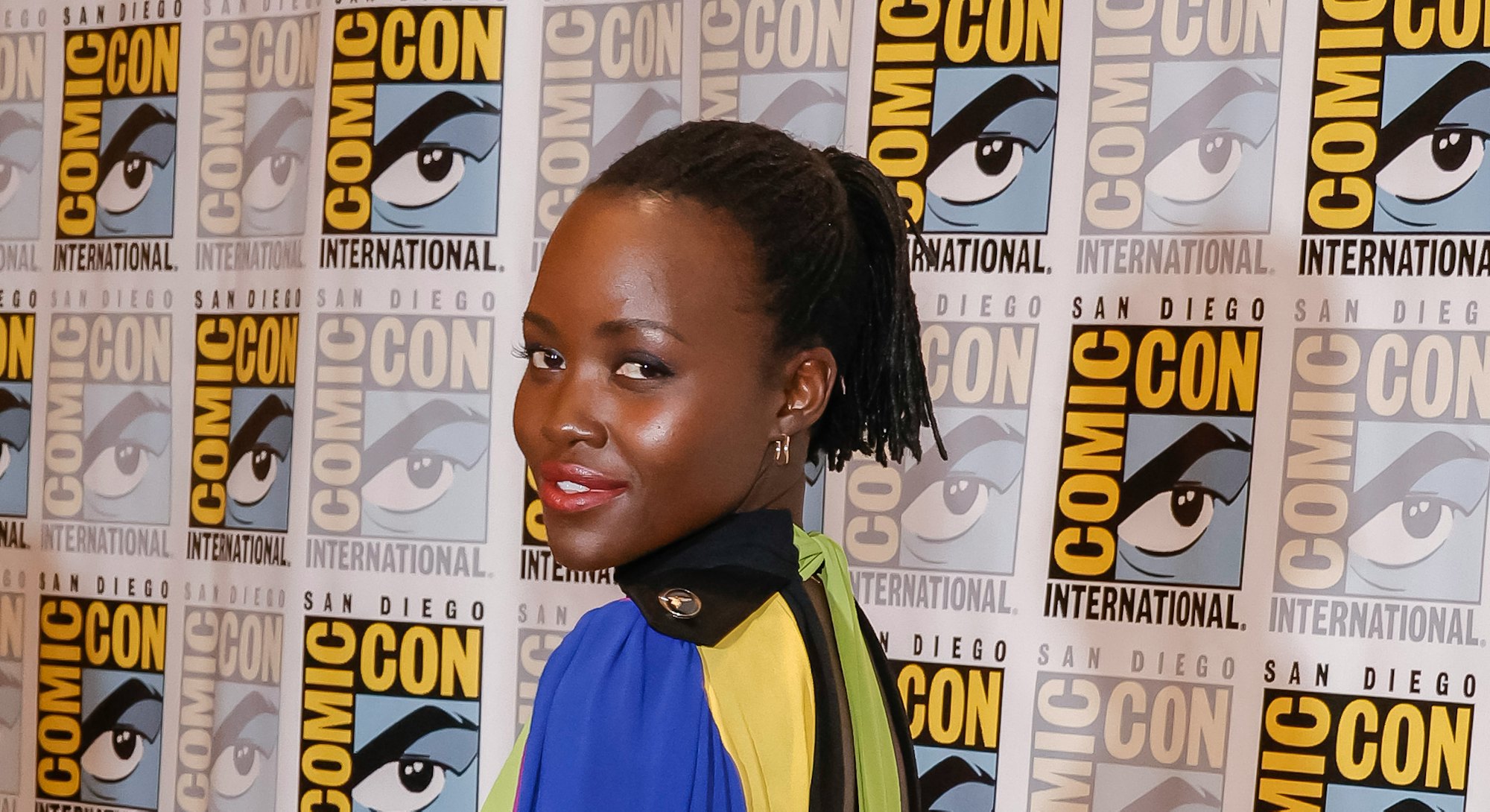 SAN DIEGO, CALIFORNIA - JULY 23: Lupita Nyong'o attends the Marvel Cinematic Universe press line dur...