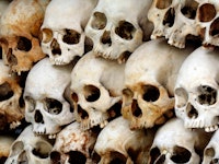 The Killing Fields, Human Skulls at Choeung Ek Genocide Memorial, Cambodia. (Photo by: Bob Henry/UCG...