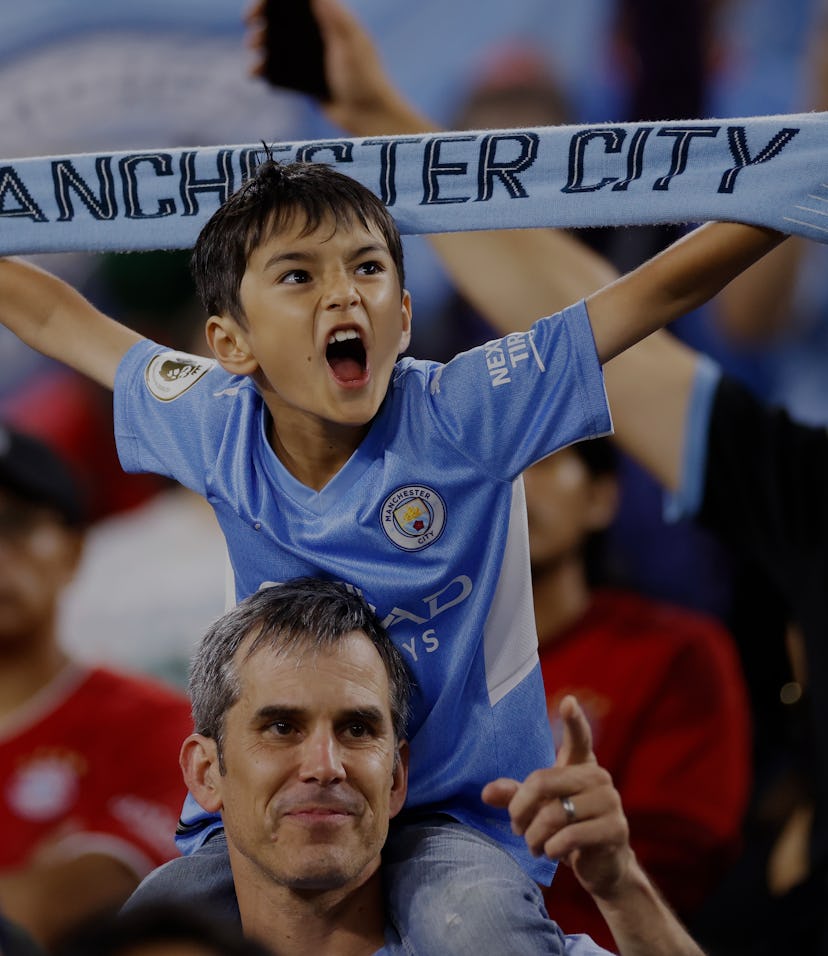 GREEN BAY, WI - JULY 23: Manchester City fans are seen during a Club Friendly match against Bayern M...