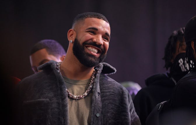 LONG BEACH, CALIFORNIA - OCTOBER 30: Drake speaks onstage during Drake's Till Death Do Us Part rap ...