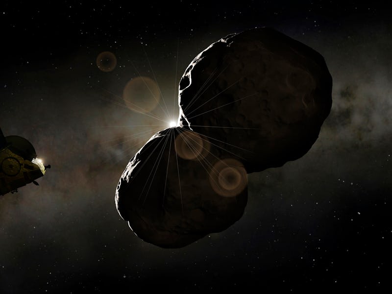 MU69 (Ultima Thule), artwork. This astronomical body is the most distant object visited by human spa...