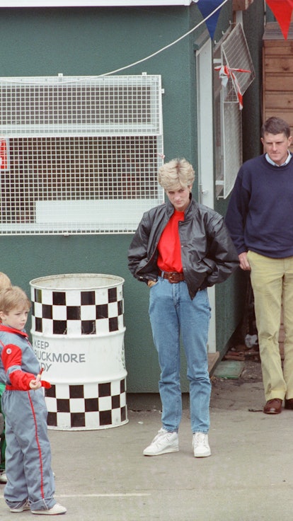 The Princess of Wales, Princess Diana, takes her sons Prince William and Prince Harry, and a few of ...