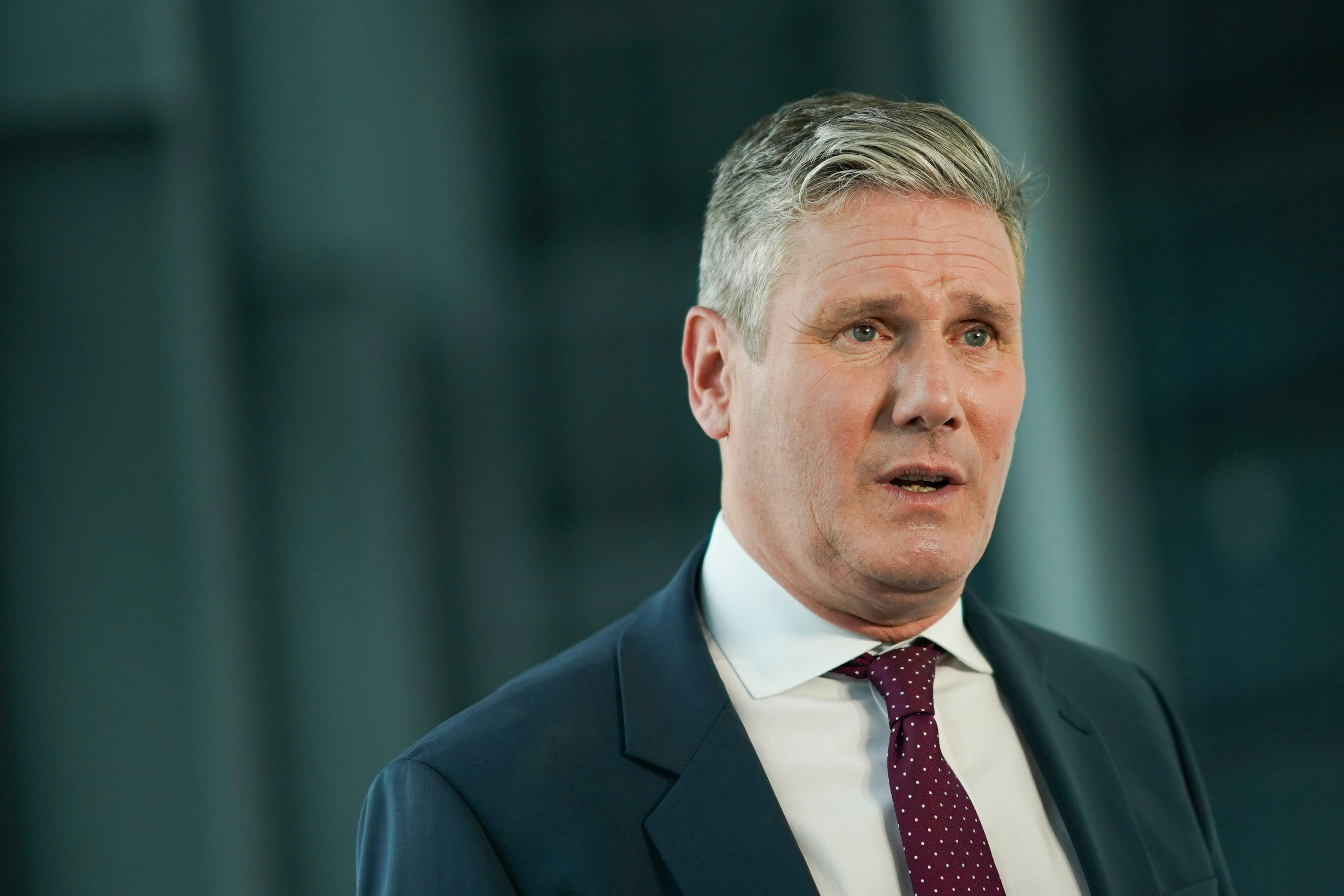 GATESHEAD, ENGLAND - JULY 11: Labour leader Keir Starmer speaks to the media after he delivers a spe...