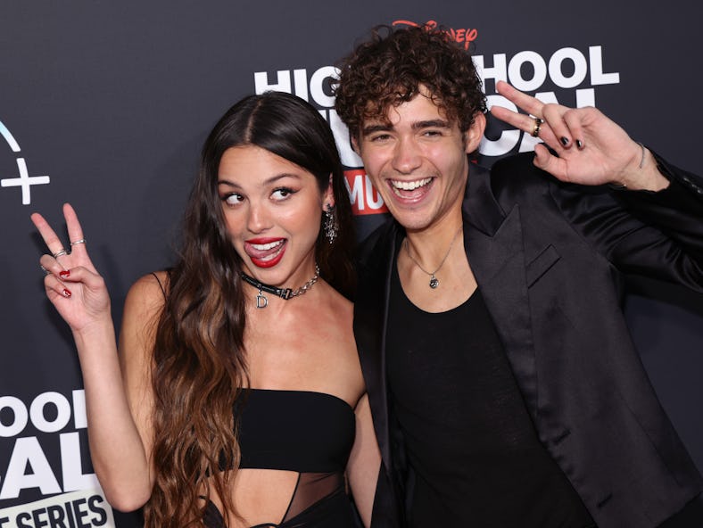 Olivia Rodrigo and Joshua Bassett reunited at the red carpet premiere for the third season of 'High ...