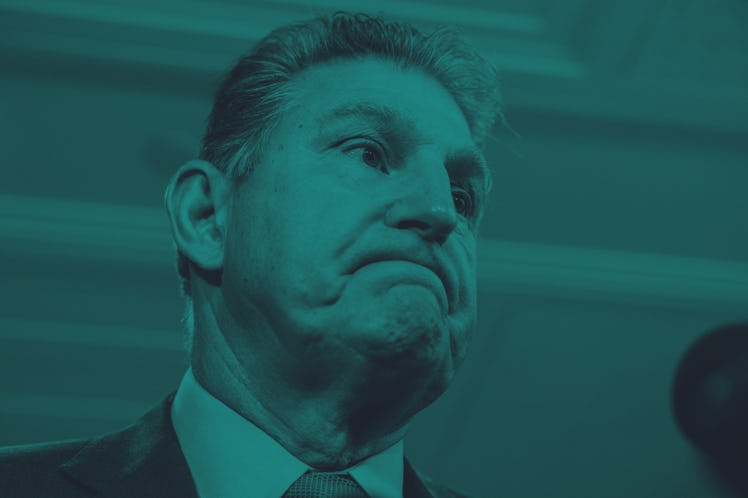 UNITED STATES - JULY 19: Chairman Sen. Joe Manchin, D-W.Va., talks with the media outside the Senate...