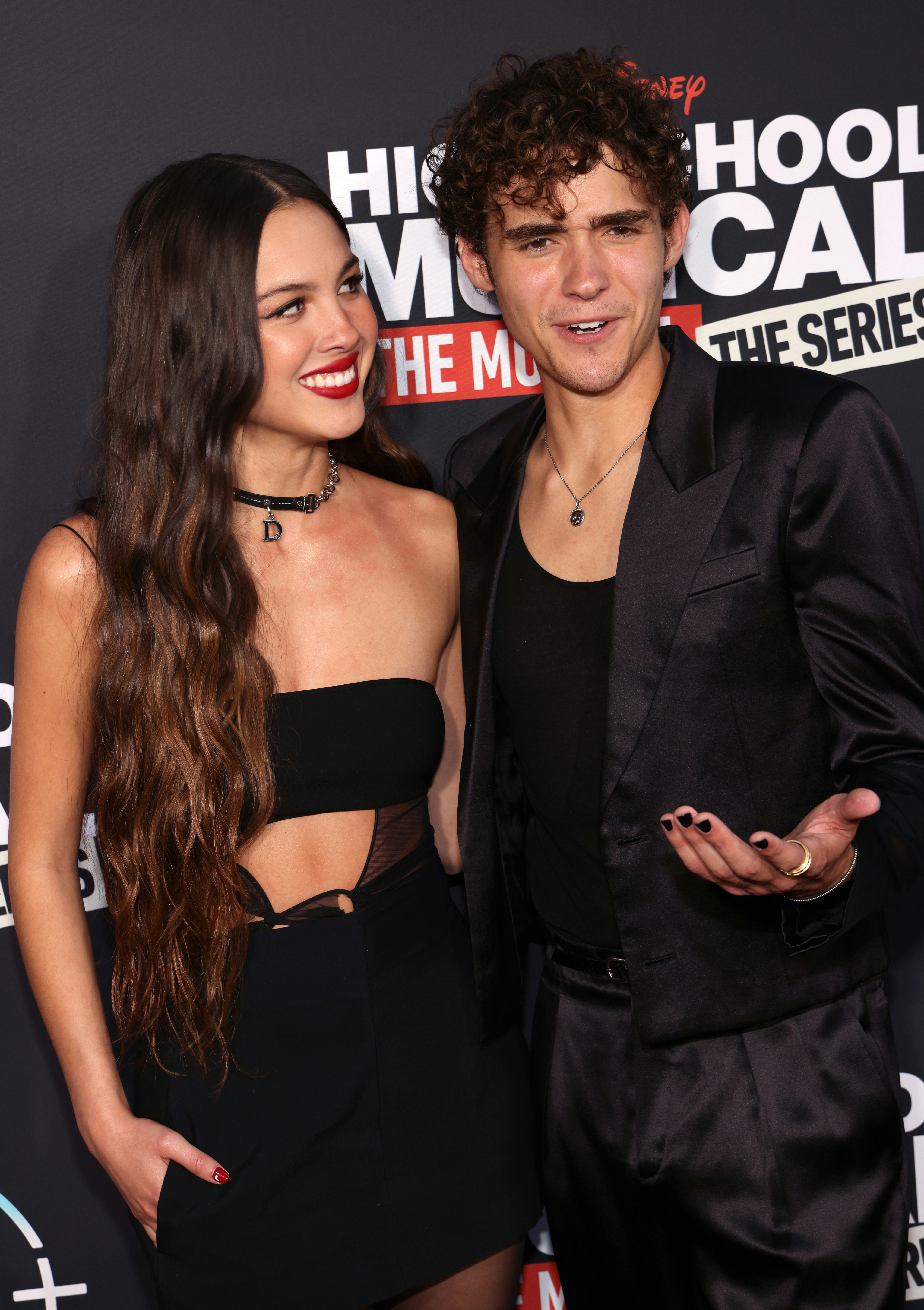 Olivia Rodrigo and Joshua Bassett reunited at the red carpet premiere for the third season of 'High ...