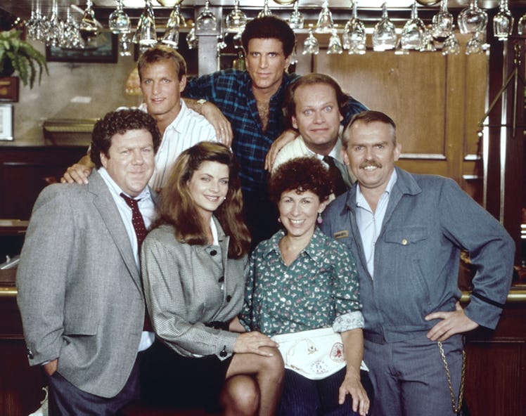 Cheers cast members posing for a portrait in October 1983 in Los Angeles, California.