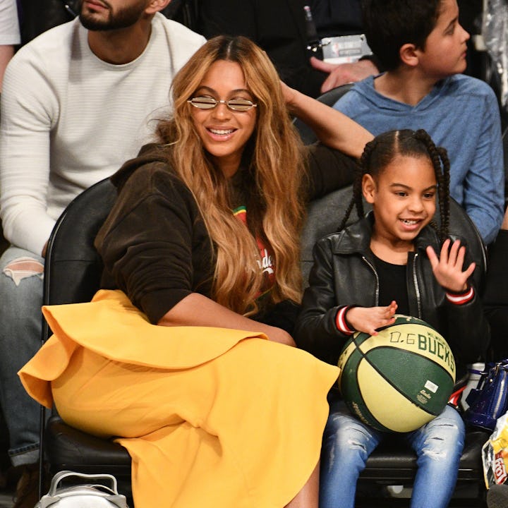 Beyonce shared a photo of all three of her kids on her website. Here, Beyonce and Blue Ivy Carter at...