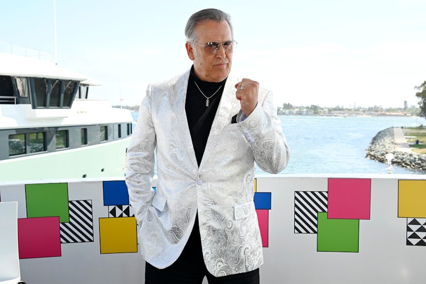 SAN DIEGO, CALIFORNIA - JULY 23: Bruce Campbell visits the #IMDboat At San Diego Comic-Con 2022: Day...
