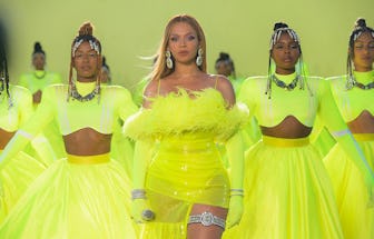 LOS ANGELES, CA - MARCH 27: In this handout photo provided by A.M.P.A.S., Beyoncé performs during th...