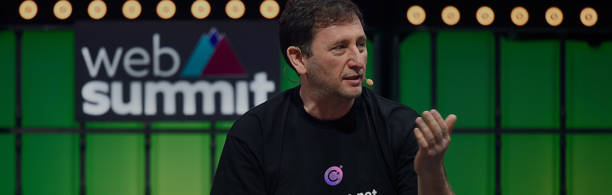 LISBON, PORTUGAL - 2021/11/04: Alex Mashinsky, Founder and CEO at Celsius, addresses the audience du...