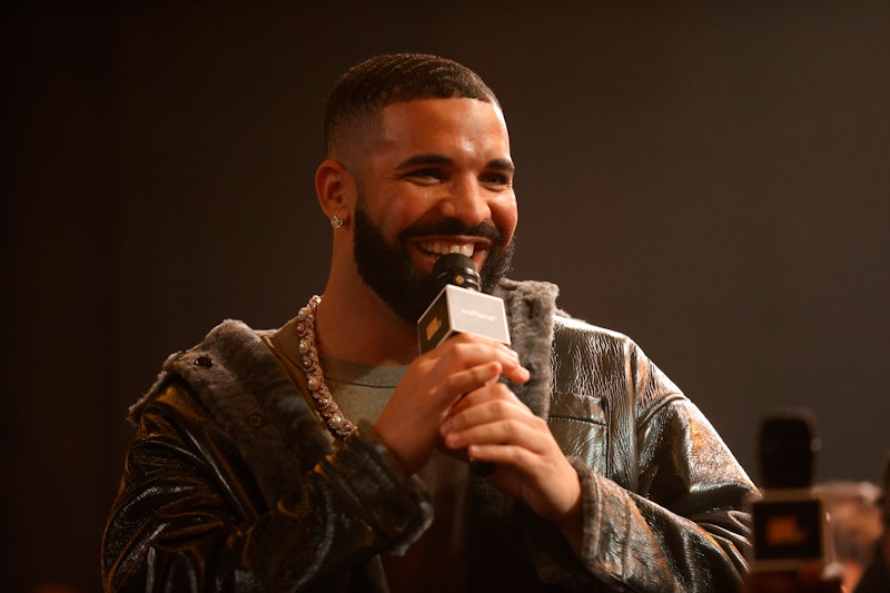 LONG BEACH, CALIFORNIA - OCTOBER 30: Drake speaks onstage during Drake's Till Death Do Us Part rap b...