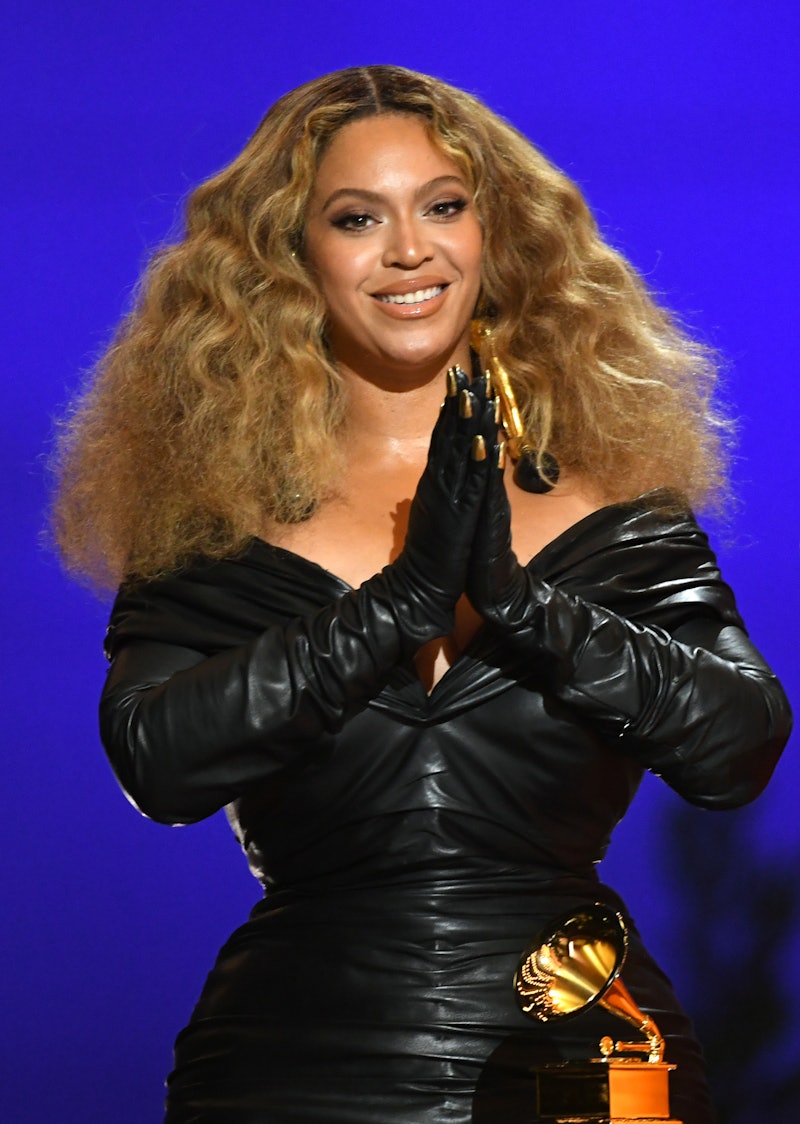 LOS ANGELES, CALIFORNIA - MARCH 14: Beyoncé accepts the Best Rap Performance award for 'Savage' onst...