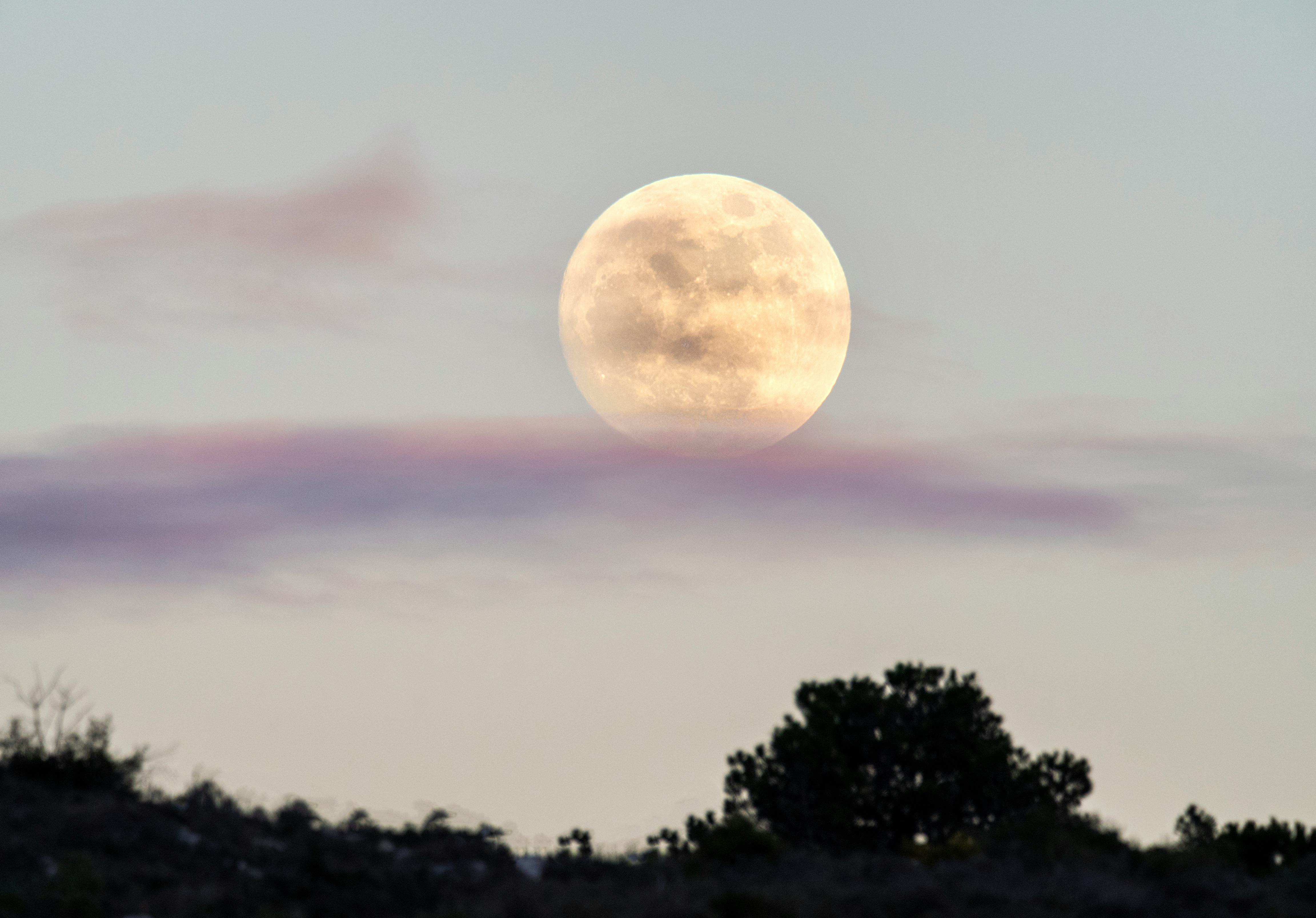 Natural Park in the Sierra Mariola Bocairent, Valencian Community, Spain. The July 2022 full moon ap...