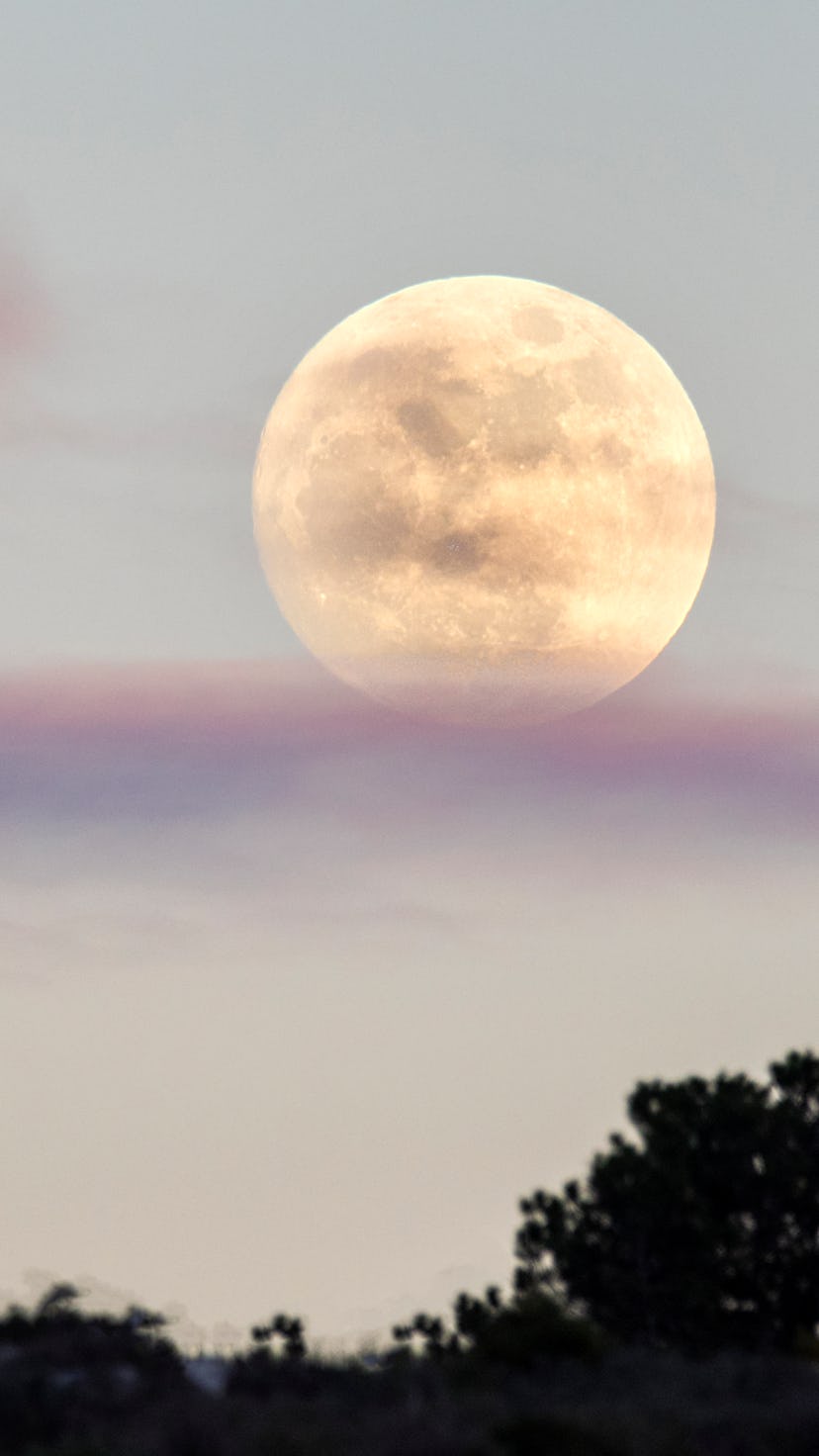 Natural Park in the Sierra Mariola Bocairent, Valencian Community, Spain. The July 2022 full moon ap...