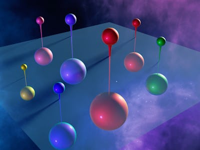 Particle physics supersymmetry. Conceptual illustration showing the standard model particles with th...