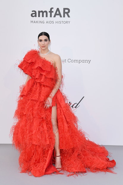 Dua Lipa wearing a Valentino Spring 2019 Couture gown at the amfAR Cannes Gala 2019.