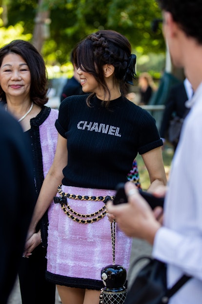PARIS, FRANCE - JULY 05: A guest is seen outside Chanel outside Paris Fashion Week - Haute Couture F...