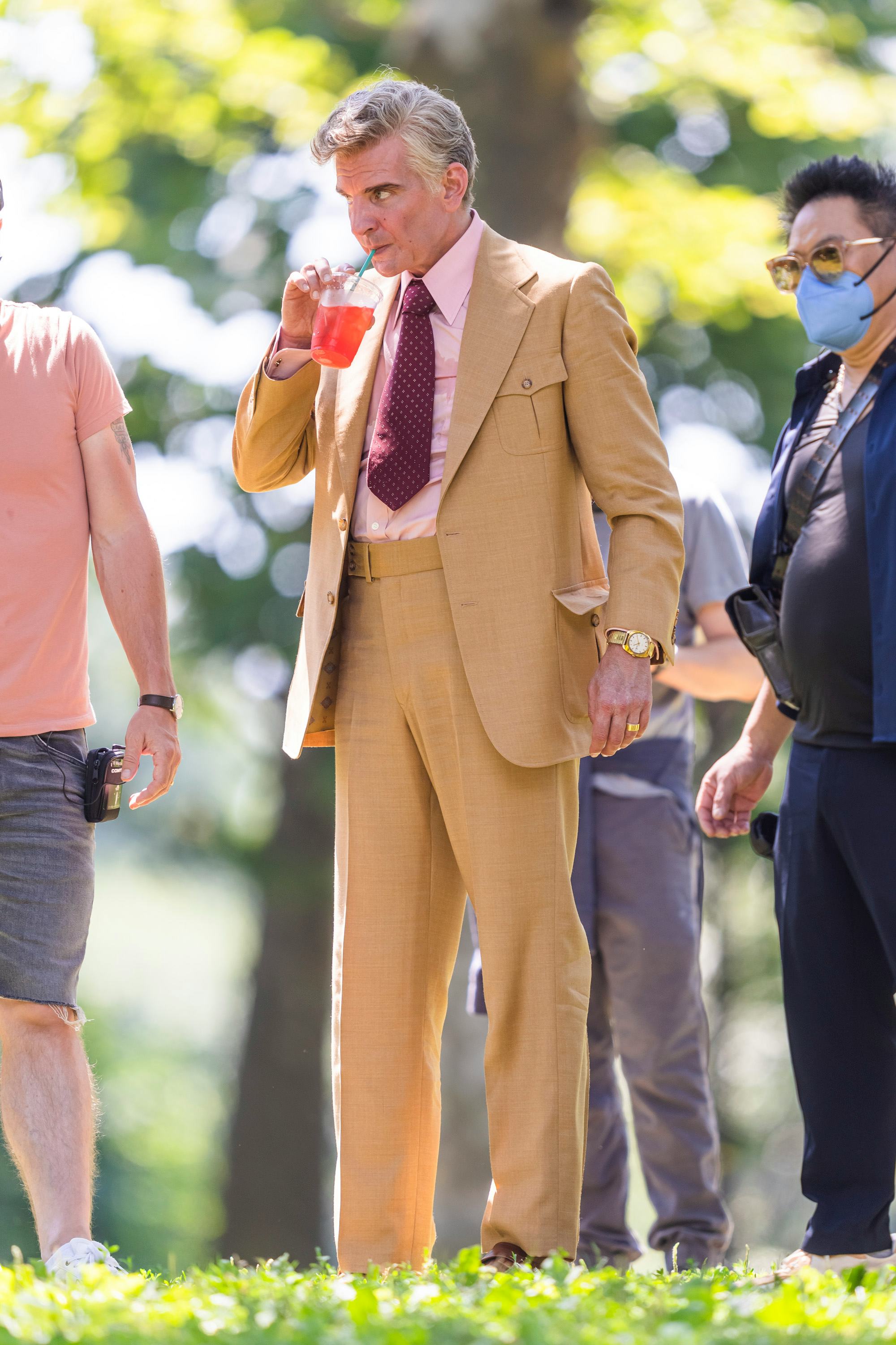 NEW YORK, NEW YORK - JULY 05: Bradley Cooper is seen filming "Maestro" in Central Park on July 05, 2...
