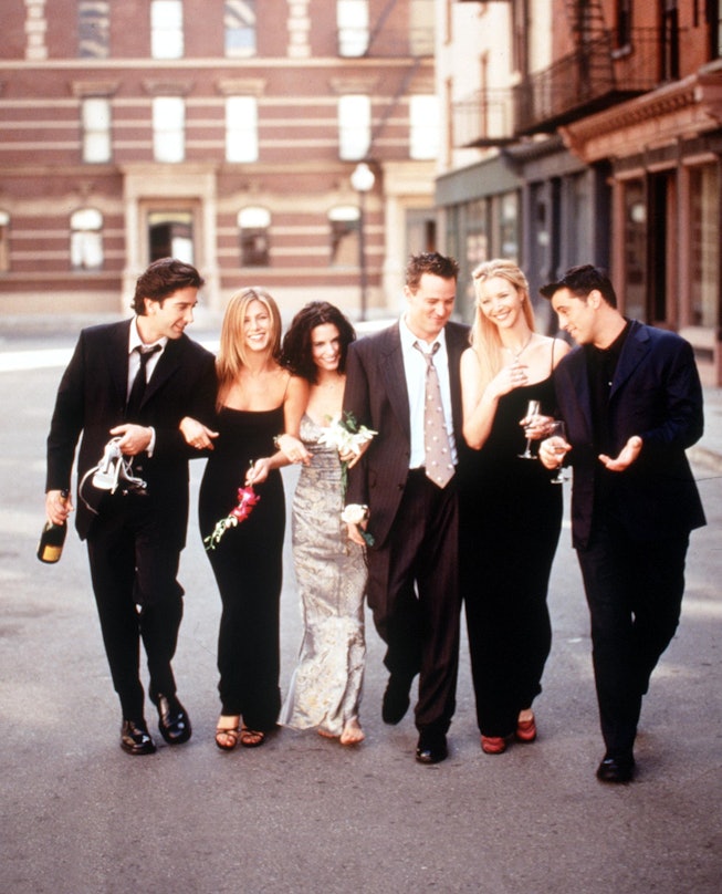 The Cast Of "Friends" 1999-2000 Season. From L-R: David Schwimmer, Jennifer Aniston, Courteney Cox A...