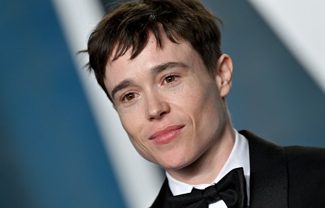 BEVERLY HILLS, CALIFORNIA - MARCH 27: Elliot Page attends the 2022 Vanity Fair Oscar Party hosted by...