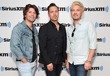 NEW YORK, NEW YORK - MAY 20: Zac Hanson, Isaac Hanson and Taylor Hanson of Hanson visit the SiriusX...
