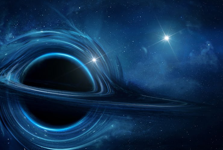 Illustration of the event horizon of a black hole, created on June 16, 2021. (Illustration by Tobias...