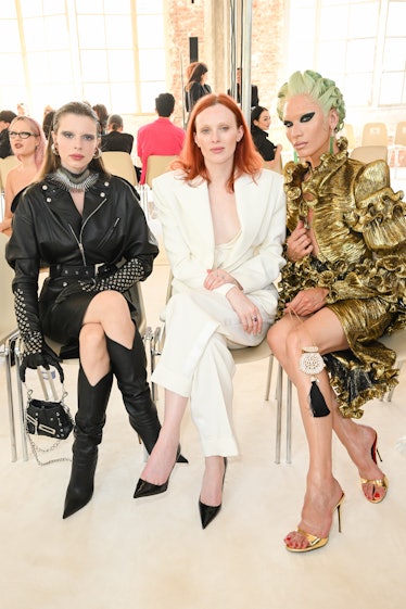 Julia Fox,  Karen Elson  and Miss Fame attend the Alexandre Vauthier Haute Couture Fall Winter 2022 