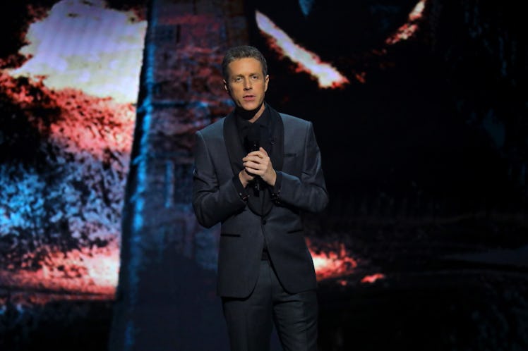 LOS ANGELES, CALIFORNIA - DECEMBER 12:  Geoff Keighley speaks  onstage during The Game Awards 2019 a...