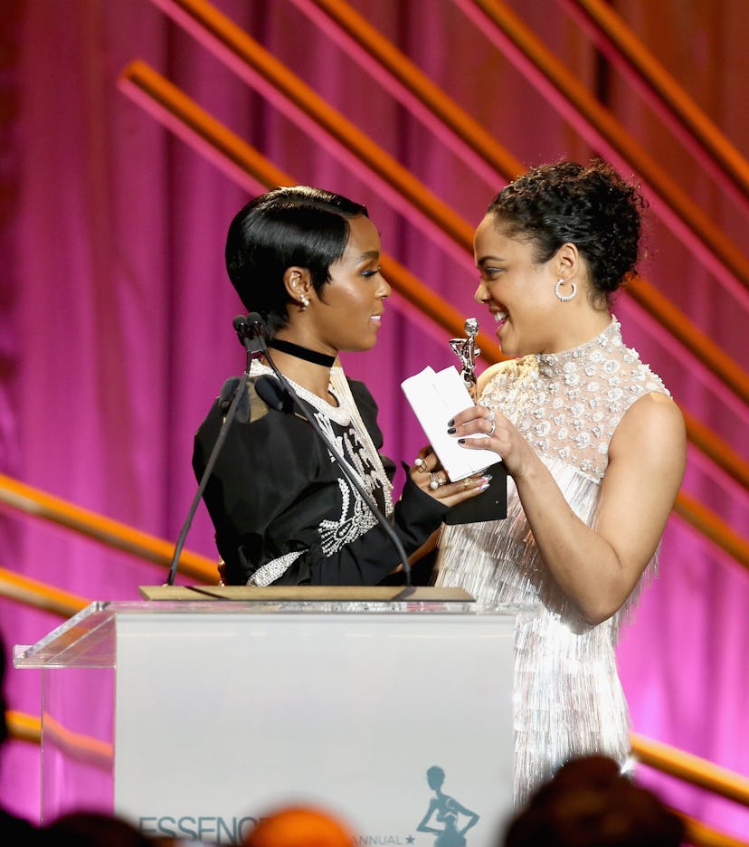 Janelle Monaé and Tessa Thompson during the 2018 Essence Black Women In Hollywood Oscars Luncheon.
