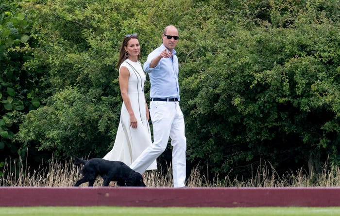 Prince William, Duke of Cambridge and Catherine, Duchess of Cambridge walk during Royal Charity Polo...