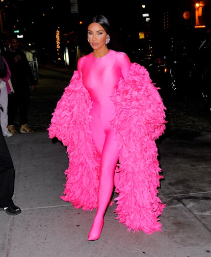 Kim Kardashian's Best Pantaboots Outfits, From Neon Pink To Velvet