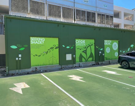 VALLEY CENTER, CA - JUNE 18:  One of several electric vehicle charging stations at Harrah's Resort S...