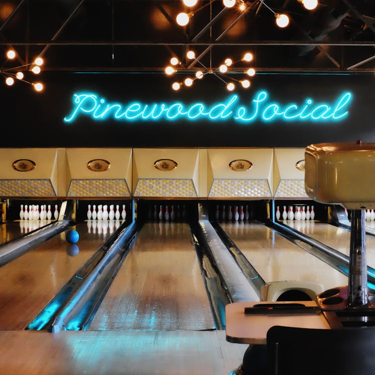 Visiting Pinewood Social Bowling Alley is one of the things to do in Nashville for Bachelorette part...