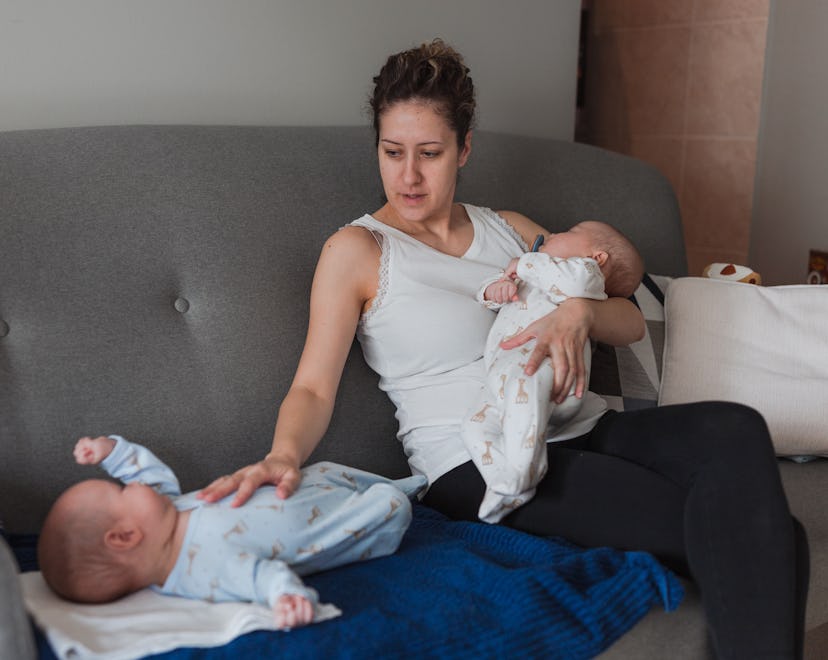 A mother of twins on maternity leave; a new survey shows that 74% of women would empty their savings...