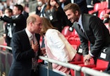Prince William and David Beckham greet each other. They posted videos to support England's Lionesses...