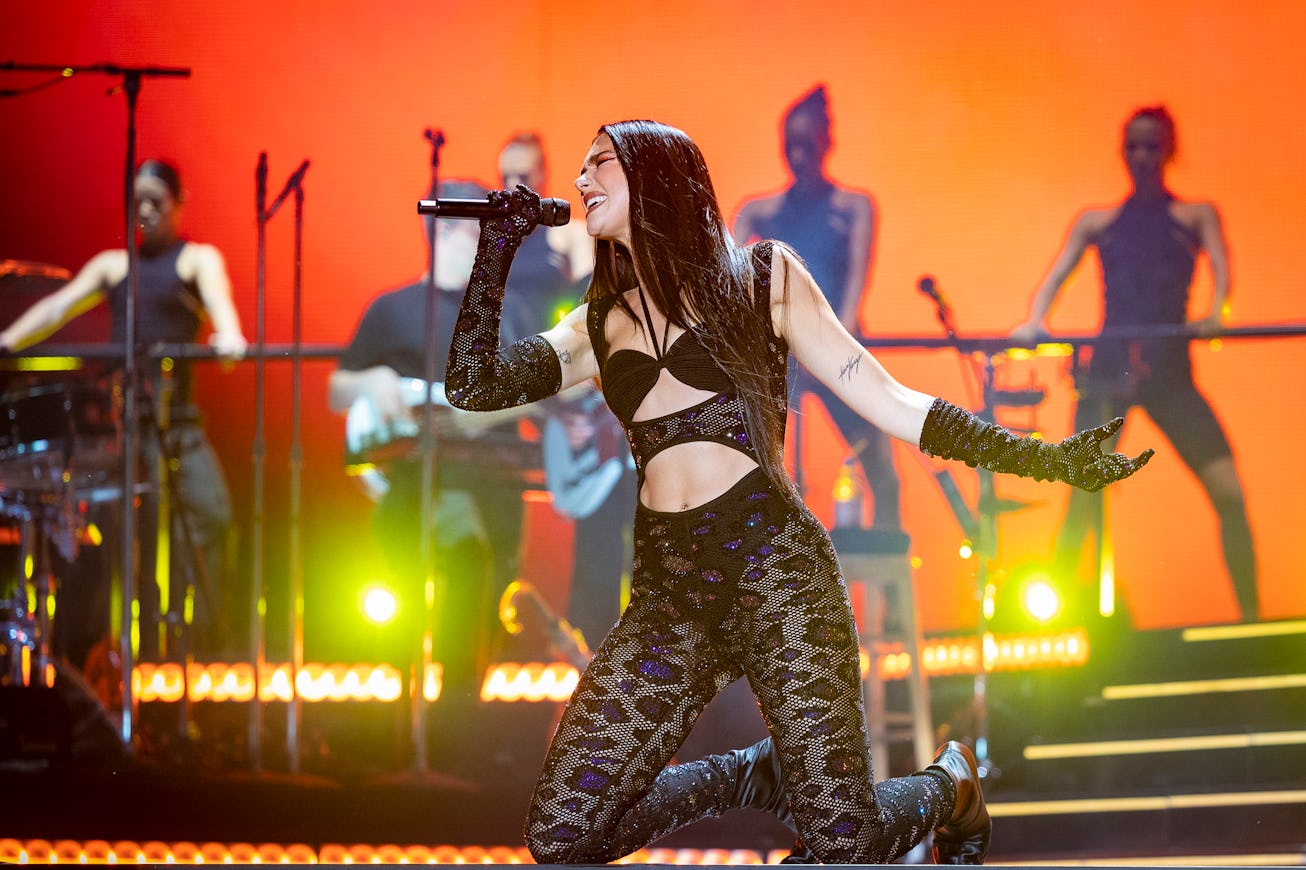 MONTREAL, QUEBEC - JULY 31: Dua Lipa performs at the Osheaga Music and Arts Festival at Parc Jean-Dr...