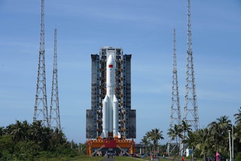 WENCHANG, CHINA - JULY 18, 2022 - The Wentian experimental module and the long march 5B remote three...