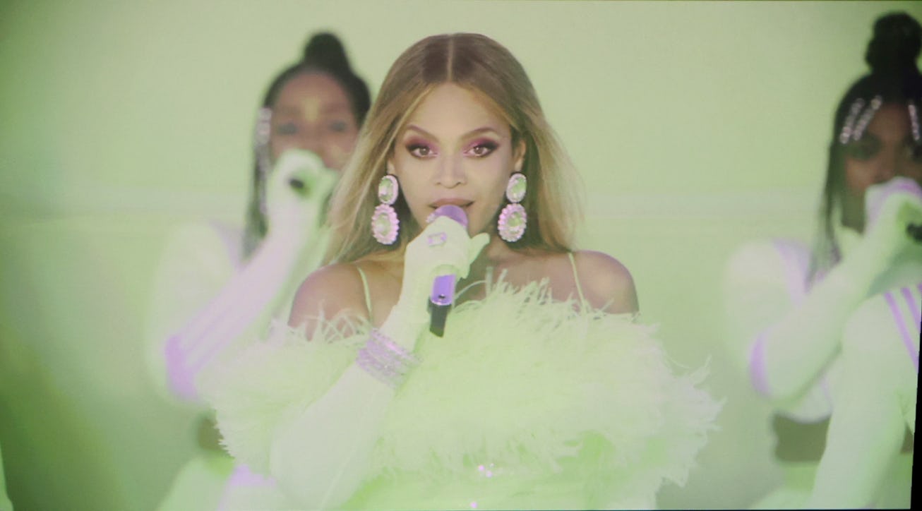 HOLLYWOOD, CA - March 27, 2022. Beyonce performs during the show at the 94th Academy Awards at...